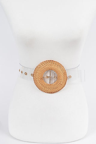 Oversize Bamboo Buckle Clear Belt