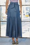 Wrap Denim Maxi Skirt