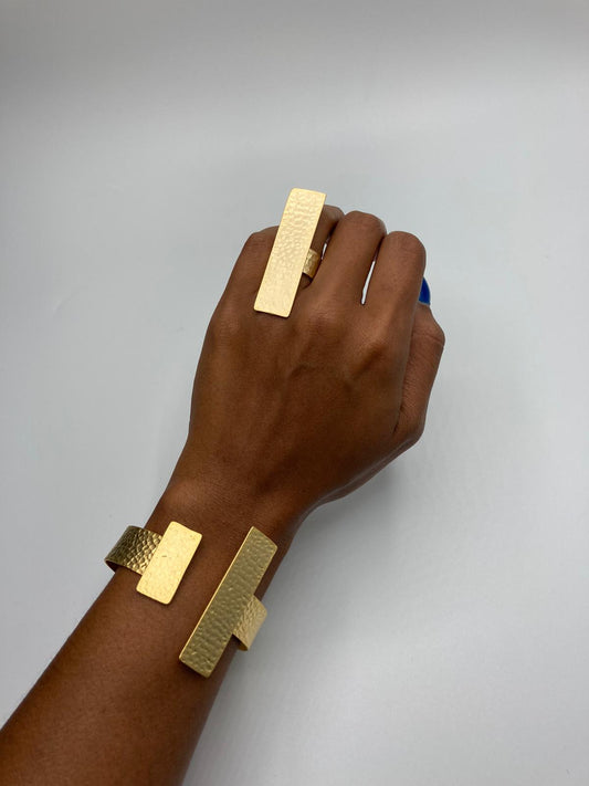 Rectangle Turkish Cuff Bracelet and Ring Set