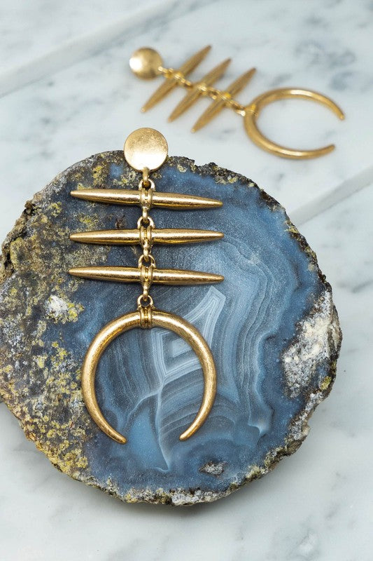 Three Sticks and a Horn Drop Earrings