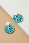 Wood Bead Disk Drop Earrings (Pick Color)