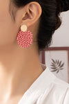 Wood Bead Disk Drop Earrings (Pick Color)