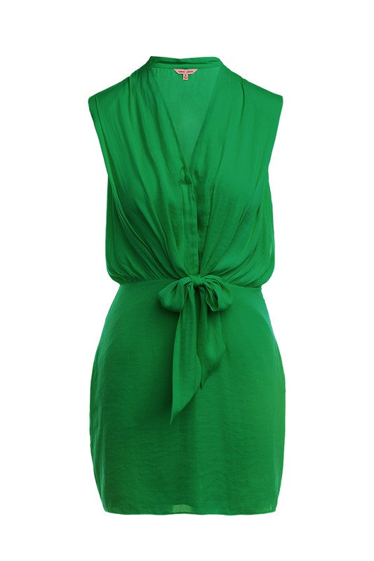 Sleeveless Mini Shirt Dress with Shoulder Pads