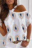 Paisley Print Cold Shoulder Casual Top