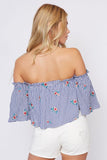 Gingham Print Off Shoulder Crop Top