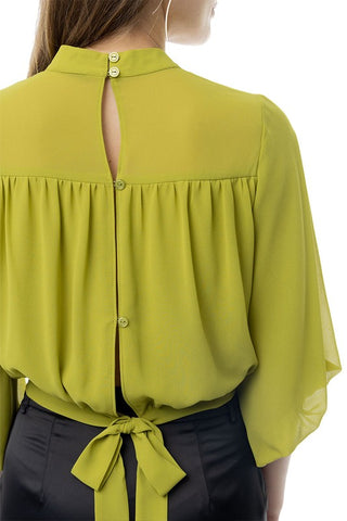 High Neck Balloon 3/4 Sleeve Top