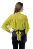 High Neck Balloon 3/4 Sleeve Top