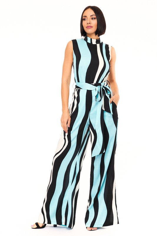 Stripe Print Fashion Jumpsuit