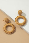 Raffia straw hoop earrings