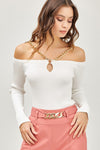 Cold Shoulder Chain Detail Knit Top