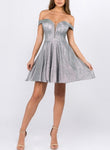 Off Shoulder Glitter Cocktail Dress