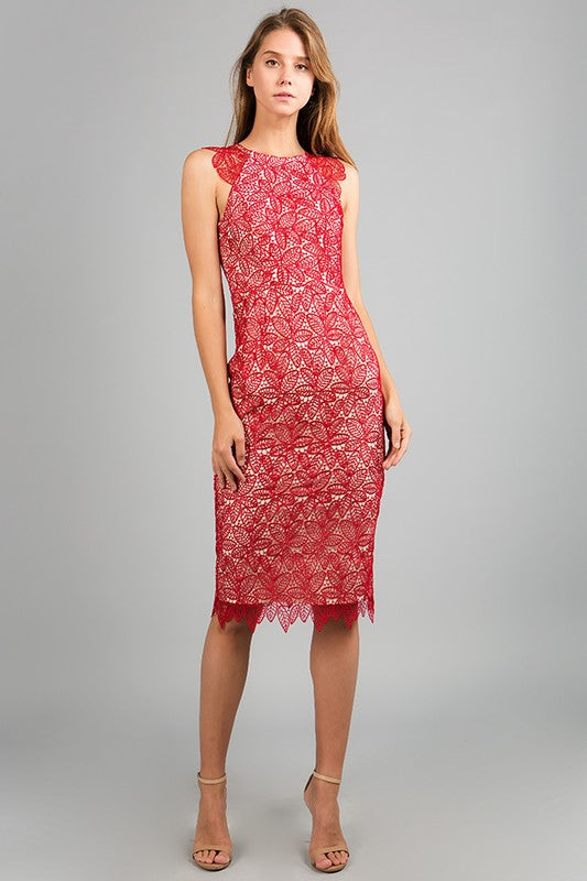 Leaf Lace Cocktail Dress