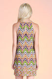 Ikat Stripe Cut Away Short Dress
