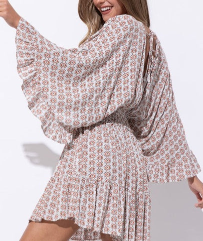 Mini V Neck Kimono Dress