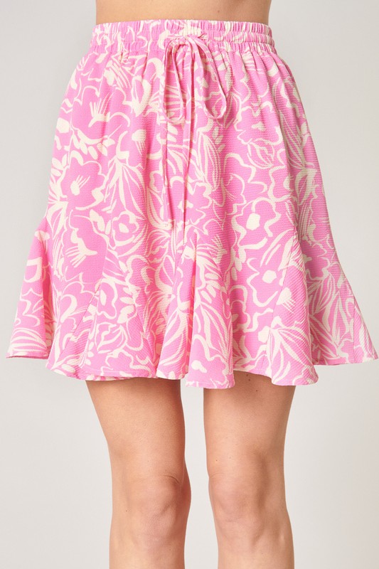 Floral Lowell Fluted Mini Skirt