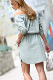 Off Shoulder Elastic Detail Dress
