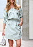 Off Shoulder Elastic Detail Dress