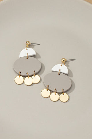 Half Circle and Oval Drop Earrings with Dangling Coins