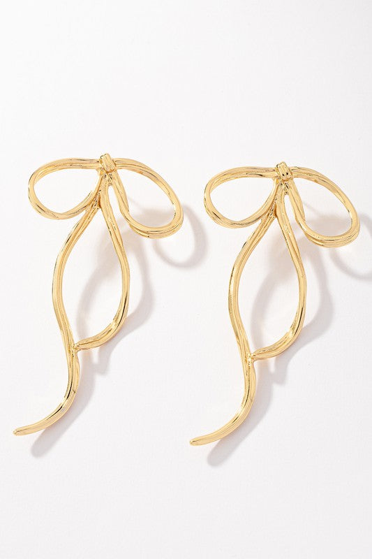 Large Textured Bow Tie Earrings
