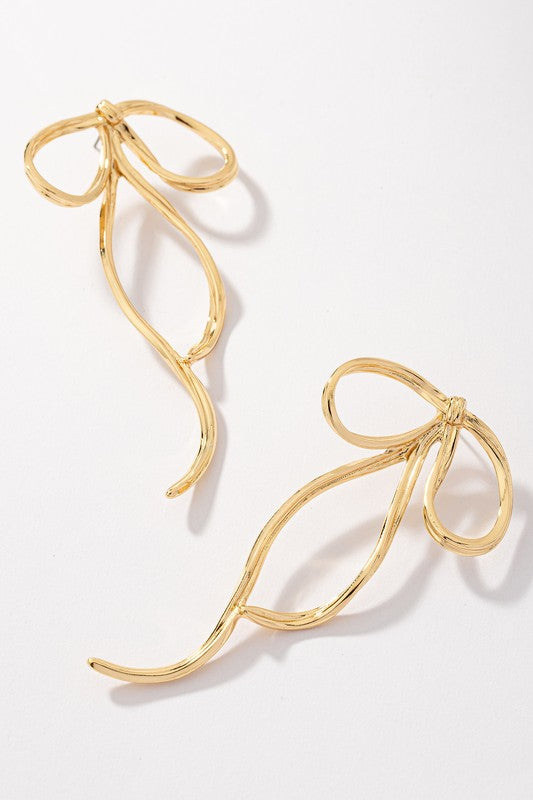 Large Textured Bow Tie Earrings