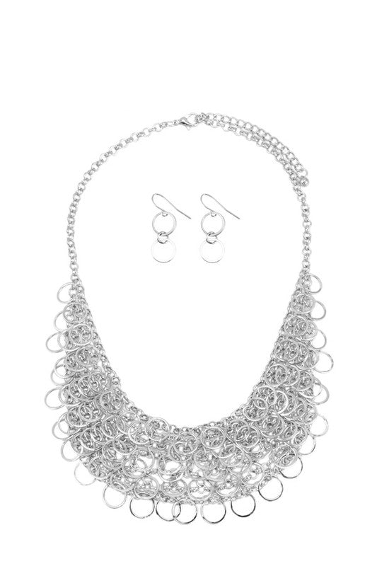 Round Ring Dangling Necklace Set