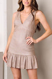 V-Neck Shimmer Mini Dress