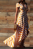 Stripe Wrap Maxi Dress