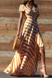 Stripe Wrap Maxi Dress