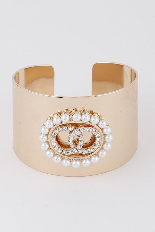 Jeweled OO Open Cuff Bracelet