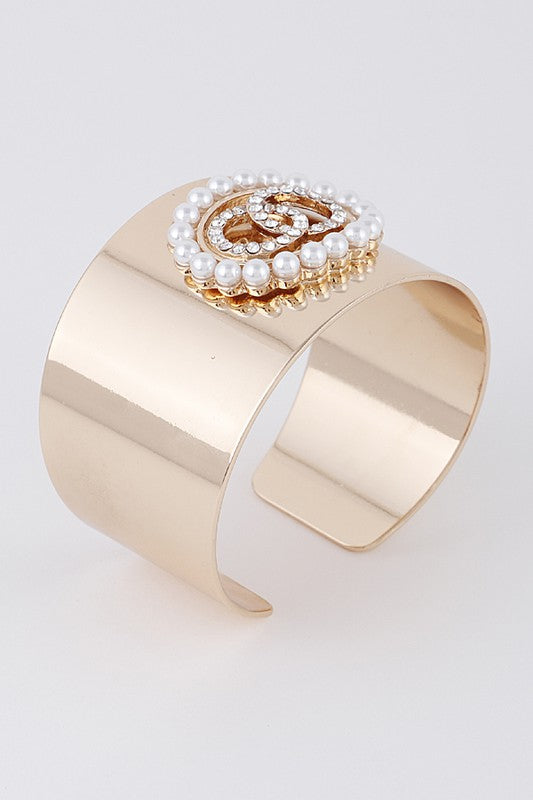 Jeweled OO Open Cuff Bracelet