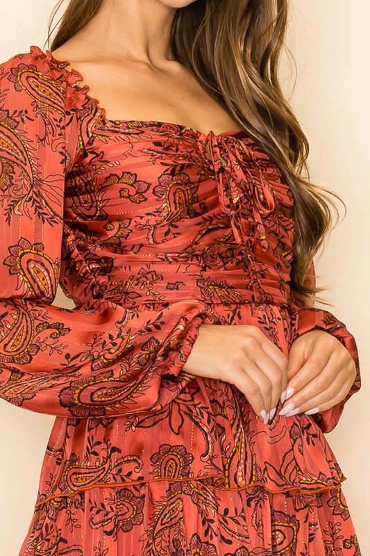 Paisley Print  Mini Dress