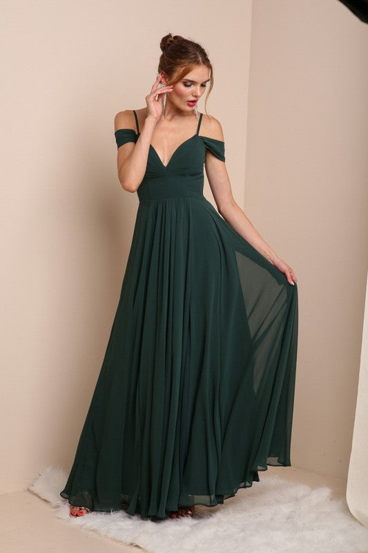 Off Shoulder Back Lace Detail Formal Dress