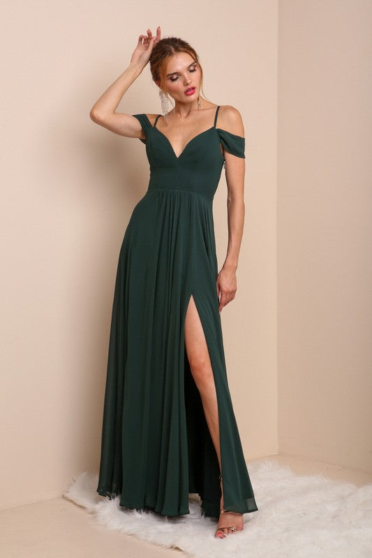 Off Shoulder Back Lace Detail Formal Dress