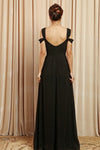 Pleated Top Cold Shoulder Formal Dress