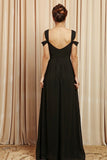 Pleated Top Cold Shoulder Formal Dress