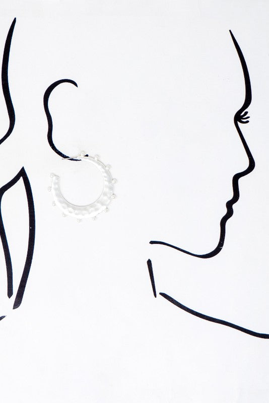 Hammered  Studded Crescent Hoop Earrings