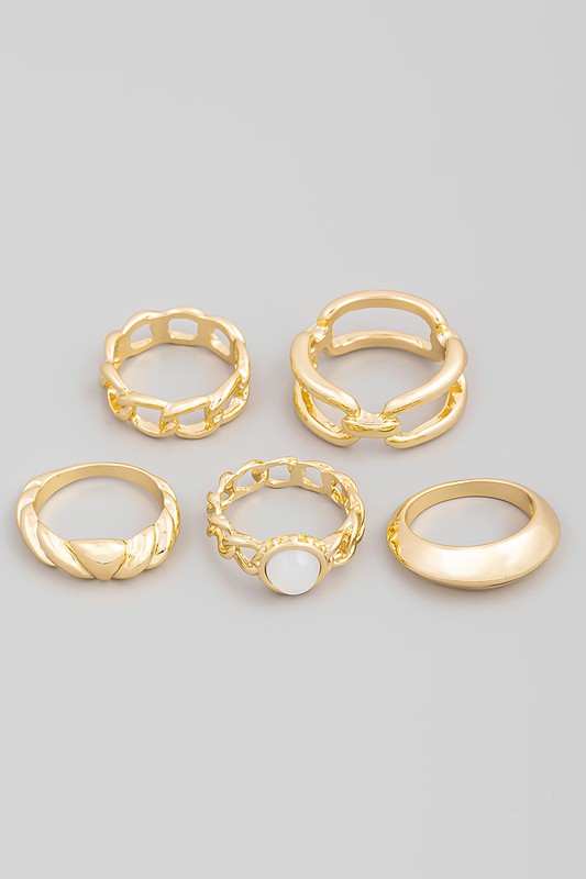 Five Piece Assorted Chain Ring Set