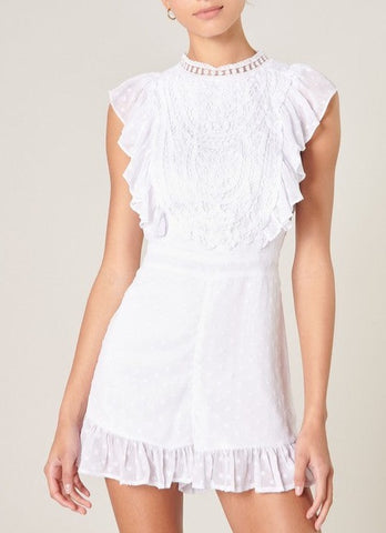 Lace Chiffon Ruffle Romper (Pick Color)