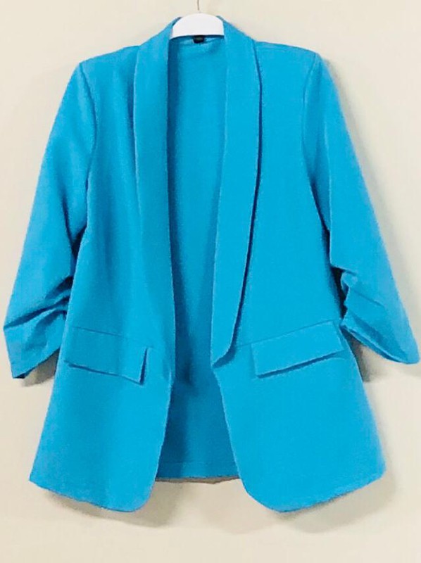 3/4 Ruched Sleeve Solid Color Blazer (Pick Color)