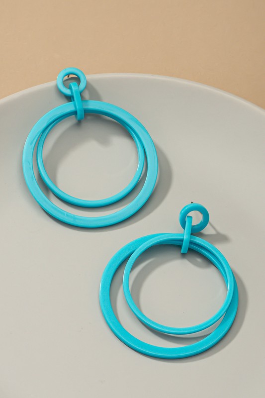 Double Hoop Acetate Drop Earrings (Pick Color)