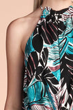 Large Palm Leaf Print Tie Front Top