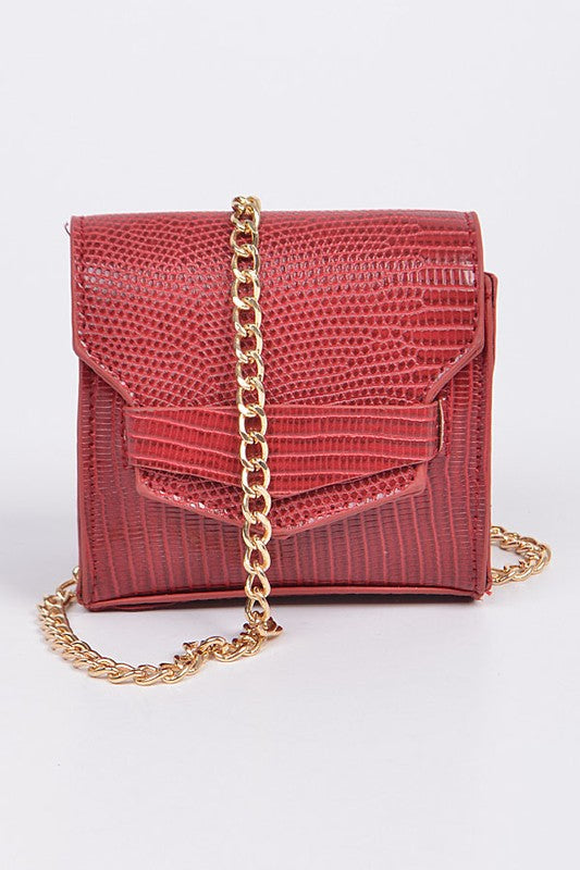 Burgundy Snakeskin Small Clutch