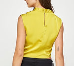 High Cowl Neck Satin Top