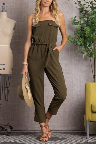 Strapless Army Green Jumpsuit