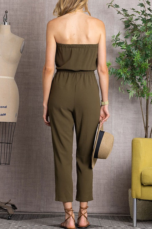 Strapless Army Green Jumpsuit