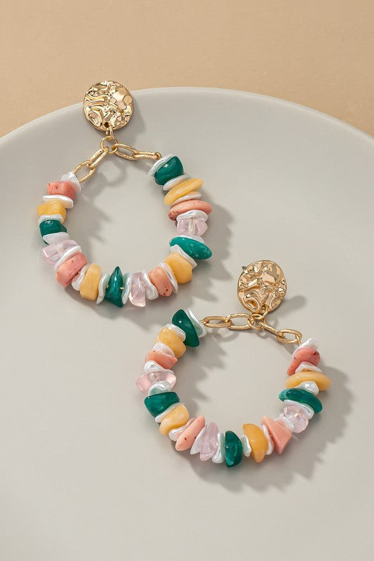 Acetate Beaded Hoop Statement Earrings