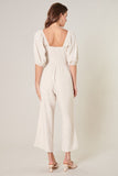 Linen Cut Out Tie Front Jumpsuit