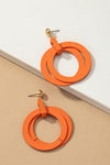 Double Layer Wood Hoop Drop Earrings (Pick Color)