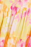 Floral Print Smocked Peasant Sleeve Dress