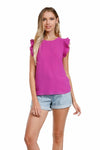 Pleated Ruffle Sleeve Blouse